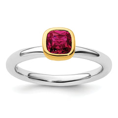 Sterling Silver Stackable Expressions w/Gold-plated Cr. Ruby Ring