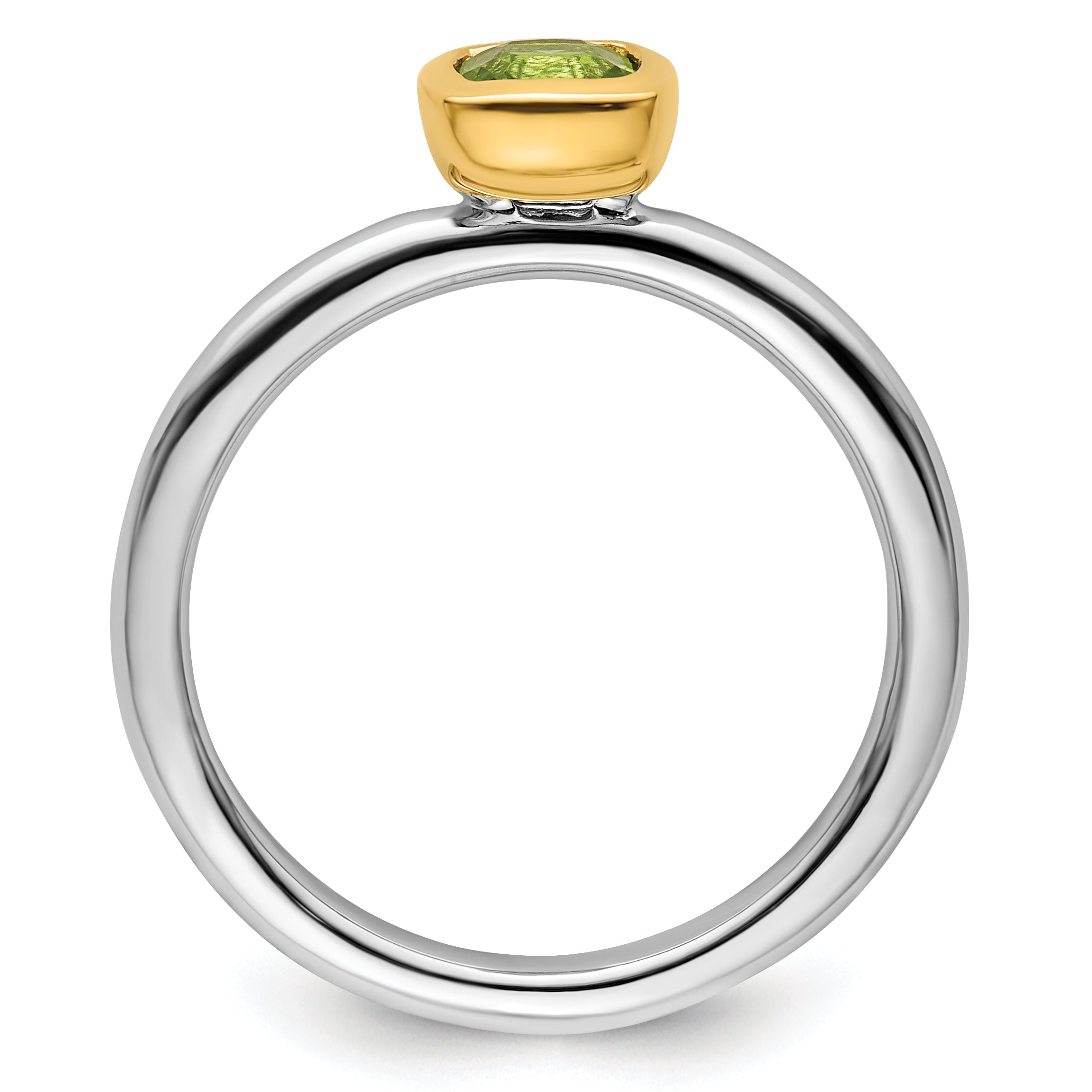 Sterling Silver Stackable Expressions w/Gold-plate Peridot Ring Secondary image