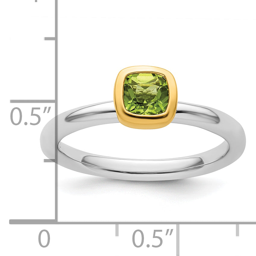 Sterling Silver Stackable Expressions w/Gold-plate Peridot Ring
