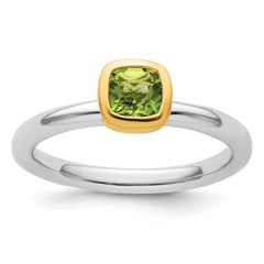 Sterling Silver Stackable Expressions w/Gold-plate Peridot Ring