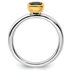 Sterling Silver Stackable Expressions w/Gold-plate Cr. Sapphire Ring