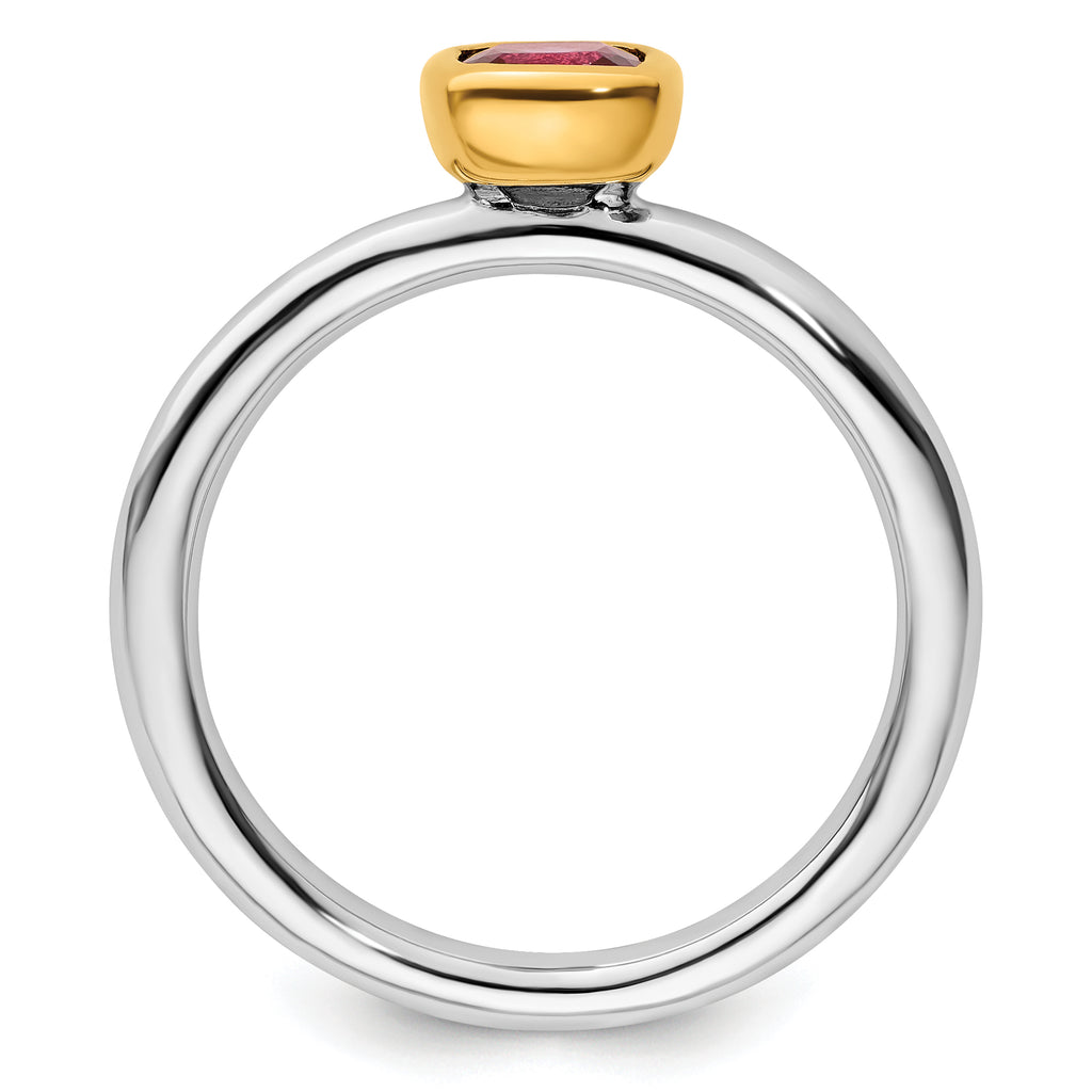 Sterling Silver Stackable Expressions w/Gold-plated P.Tourmaline Ring