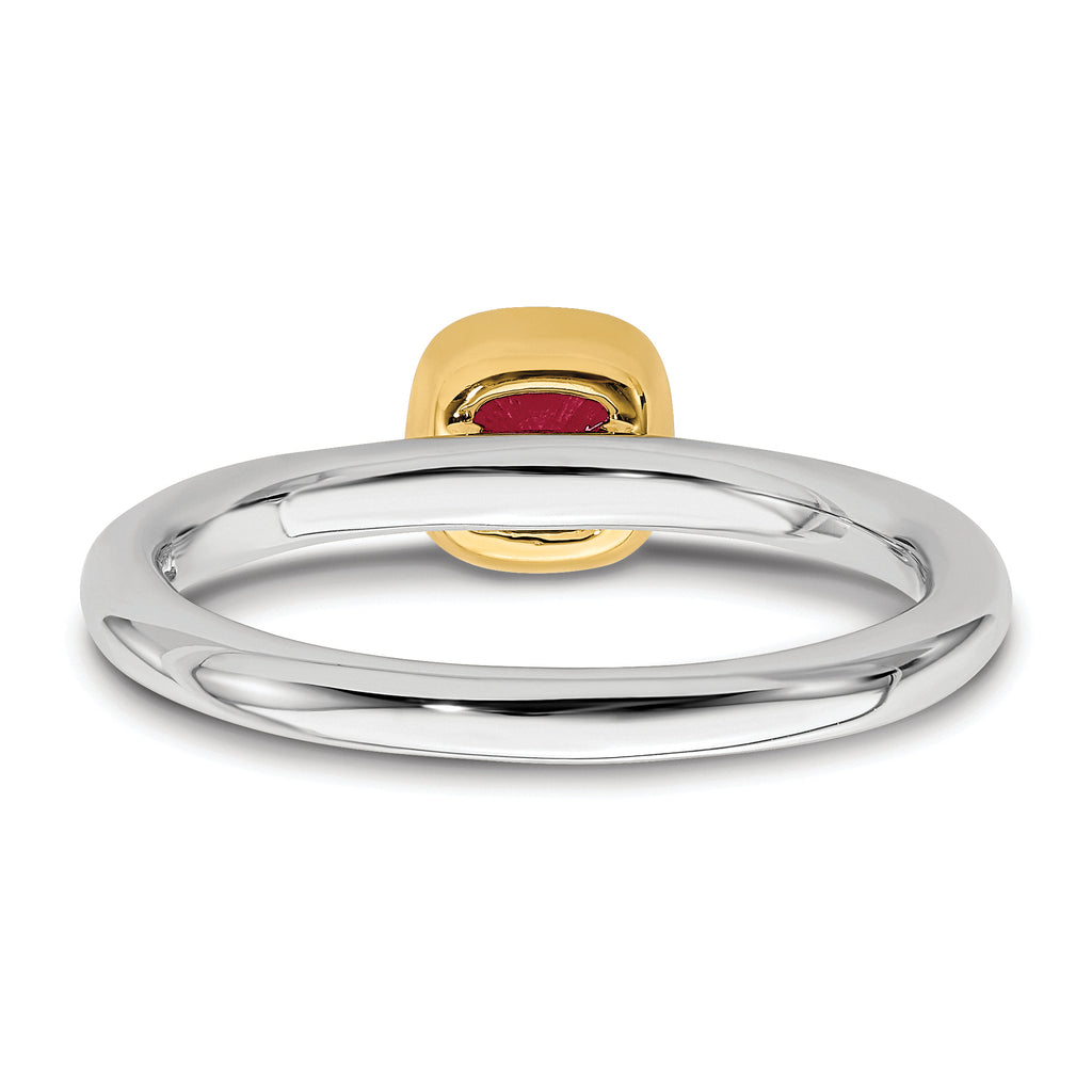 Sterling Silver Stackable Expressions w/Gold-plated P.Tourmaline Ring