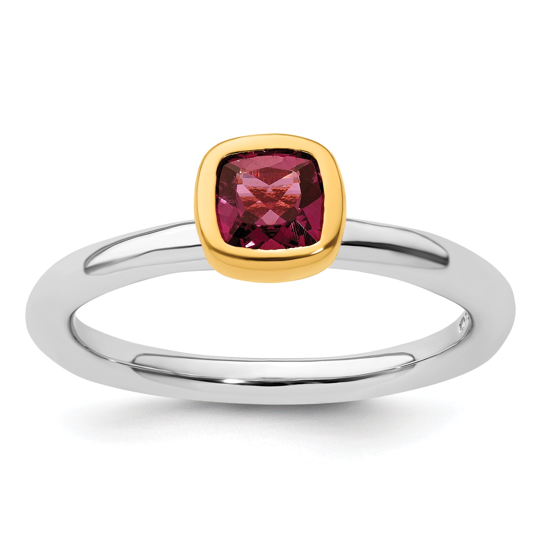 Sterling Silver Stackable Expressions w/Gold-plated P.Tourmaline Ring Main image