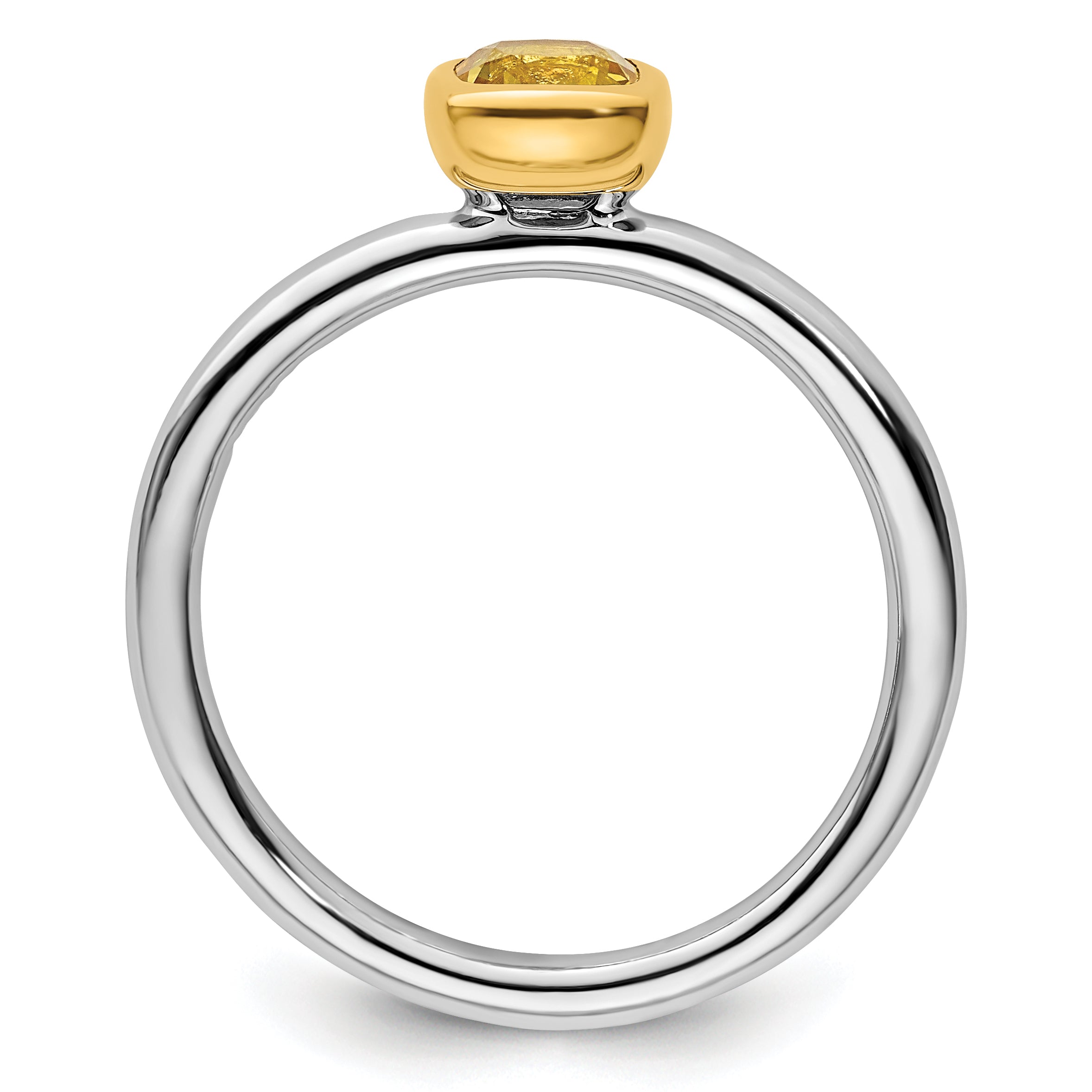 Sterling Silver Stackable Expressions w/Gold-plated Citrine Ring