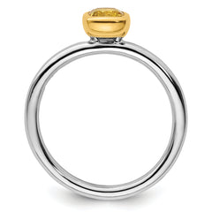 Sterling Silver Stackable Expressions w/Gold-plated Citrine Ring - Sophia Jewelers