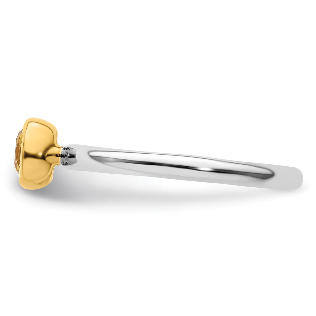 Sterling Silver Stackable Expressions w/Gold-plated Citrine Ring