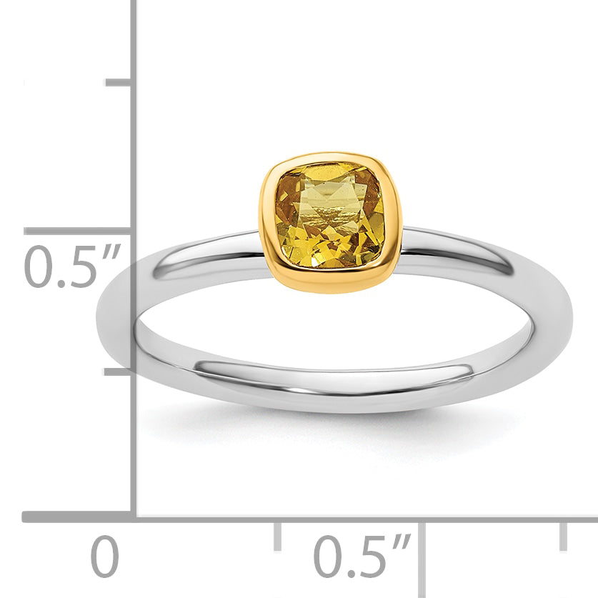 Sterling Silver Stackable Expressions w/Gold-plated Citrine Ring