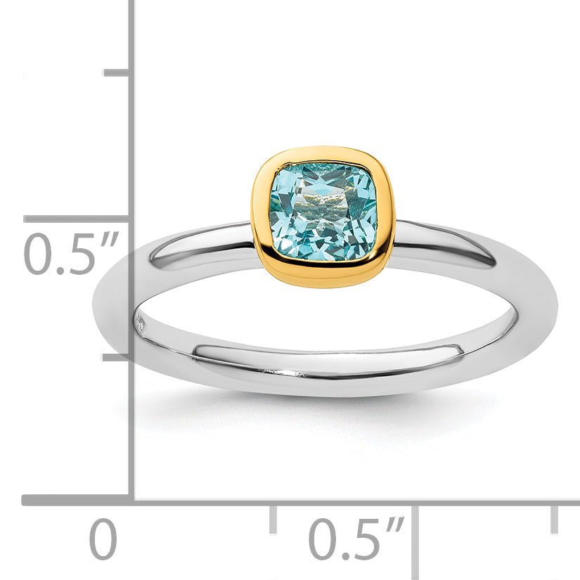 Sterling Silver Stackable Expressions w/Gold-plated Blue Topaz Ring