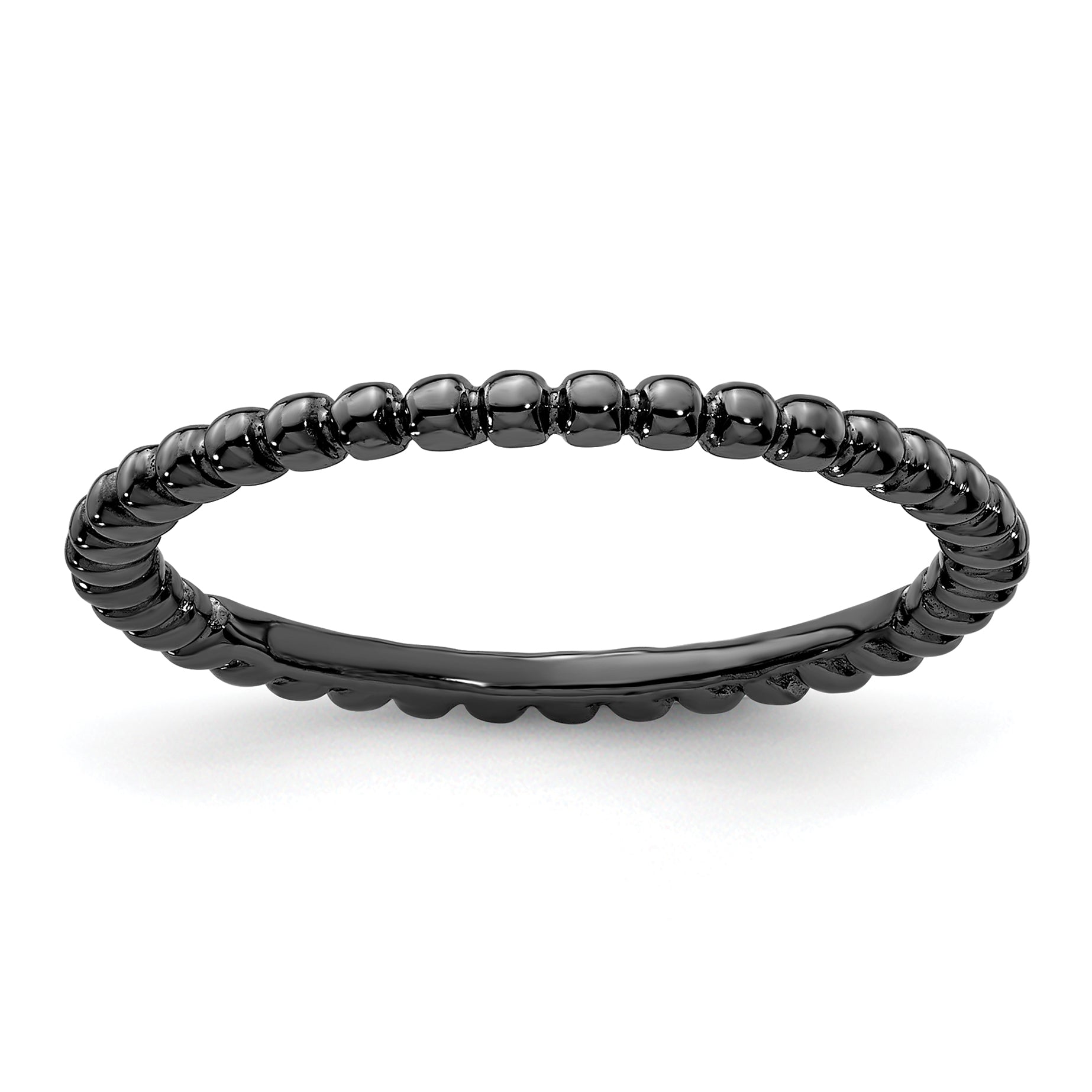 Sterling Silver Stackable Expressions Black-plated Ring Main image
