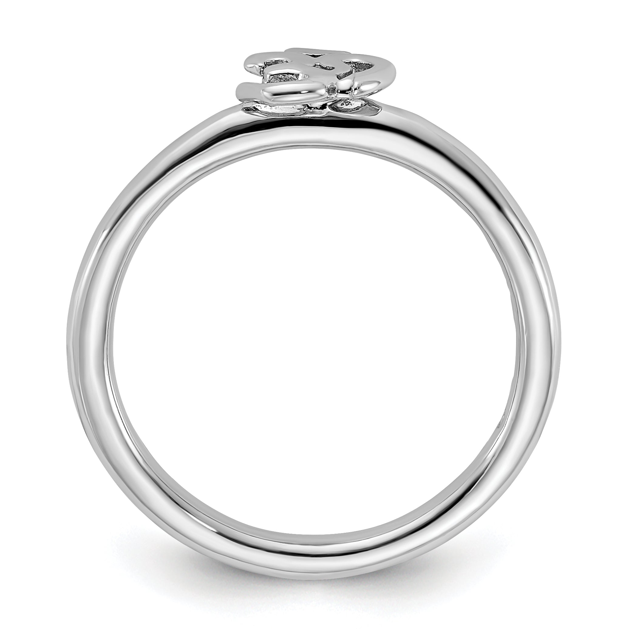 Sterling Silver Stackable Expressions Rhodium Ohm Ring Secondary image