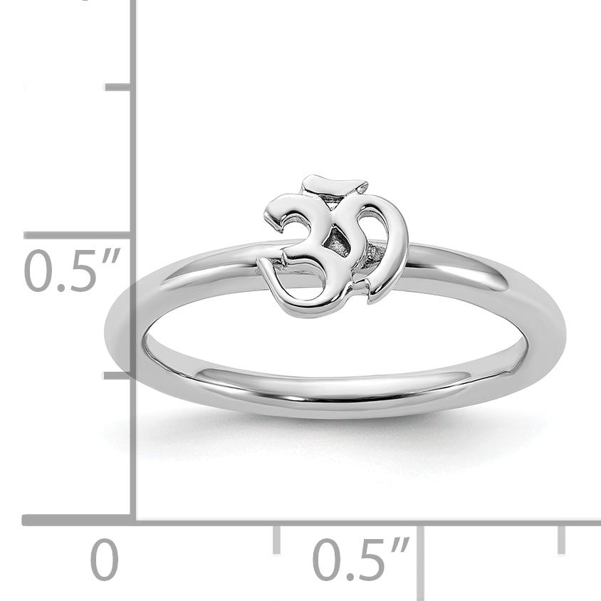 Sterling Silver Stackable Expressions Rhodium Ohm Ring