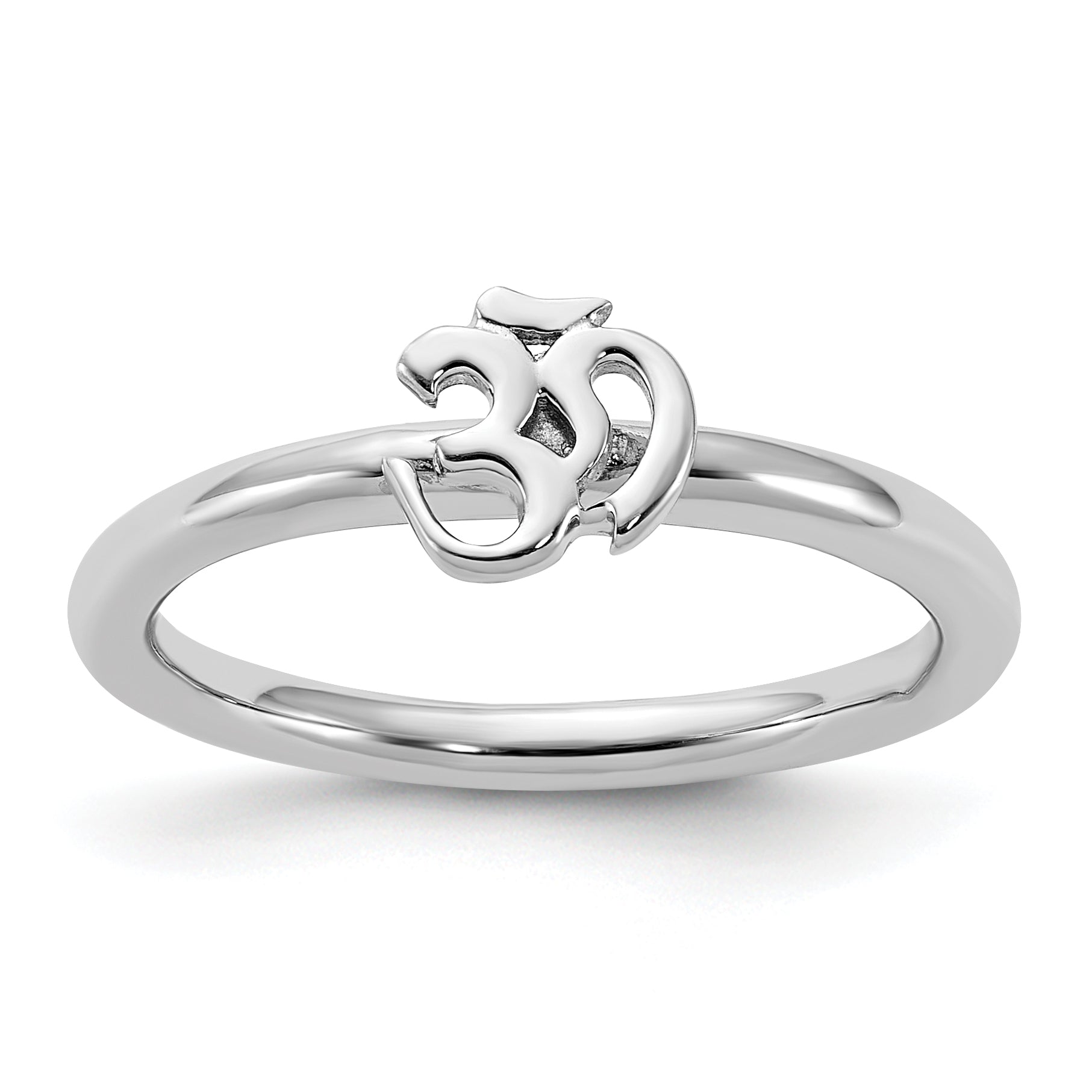 Sterling Silver Stackable Expressions Rhodium Ohm Ring Main image