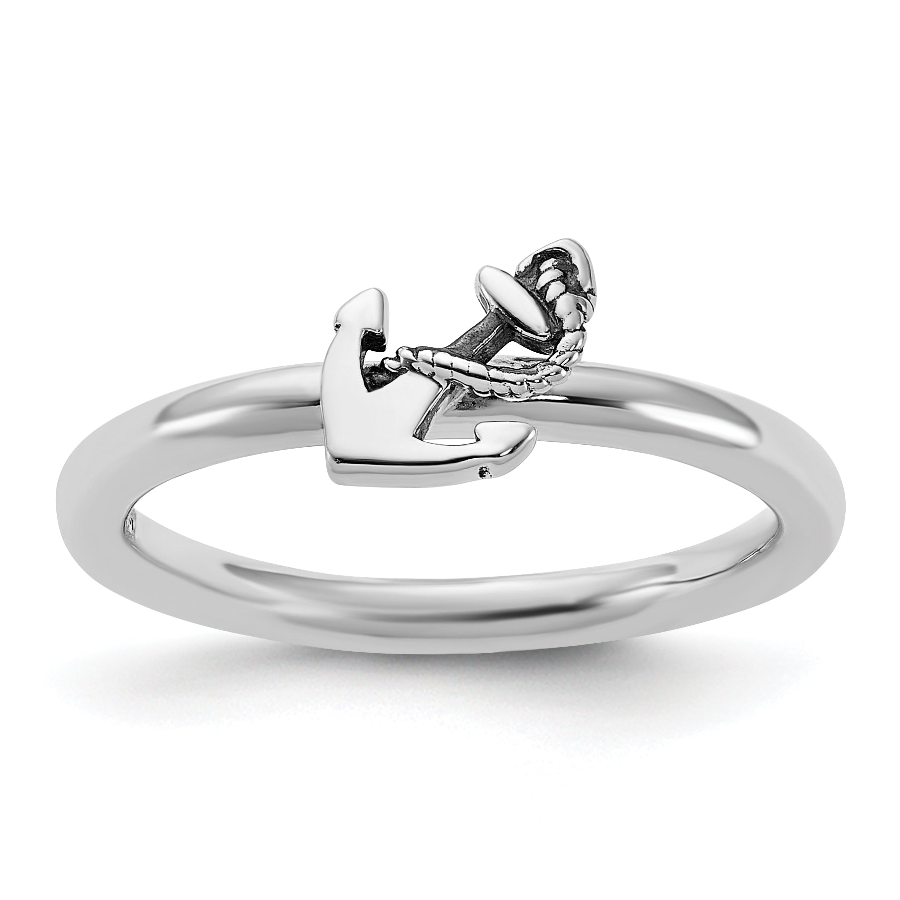 Sterling Silver Stackable Expressions Antiqued Anchor Ring Main image