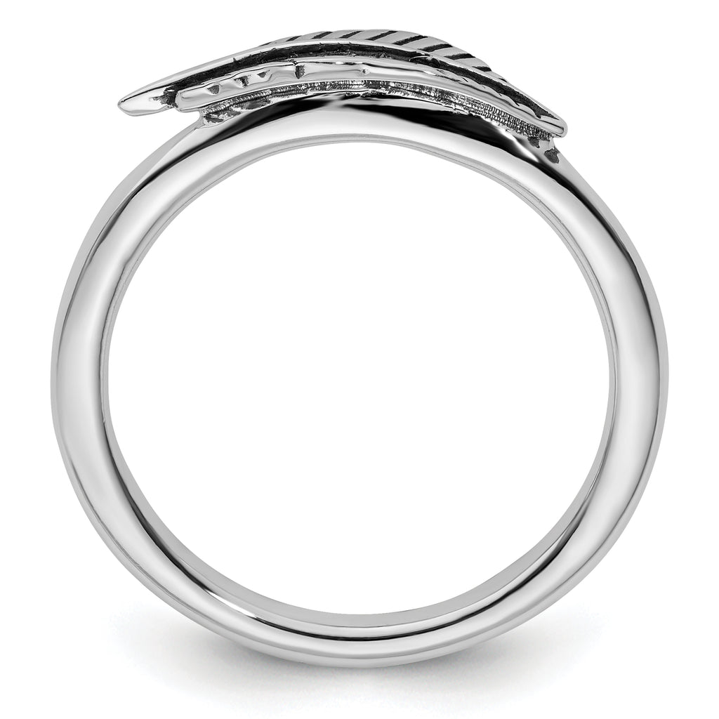 Sterling Silver Stackable Expressions Antiqued Feather Ring
