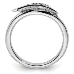 Sterling Silver Stackable Expressions Antiqued Feather Ring
