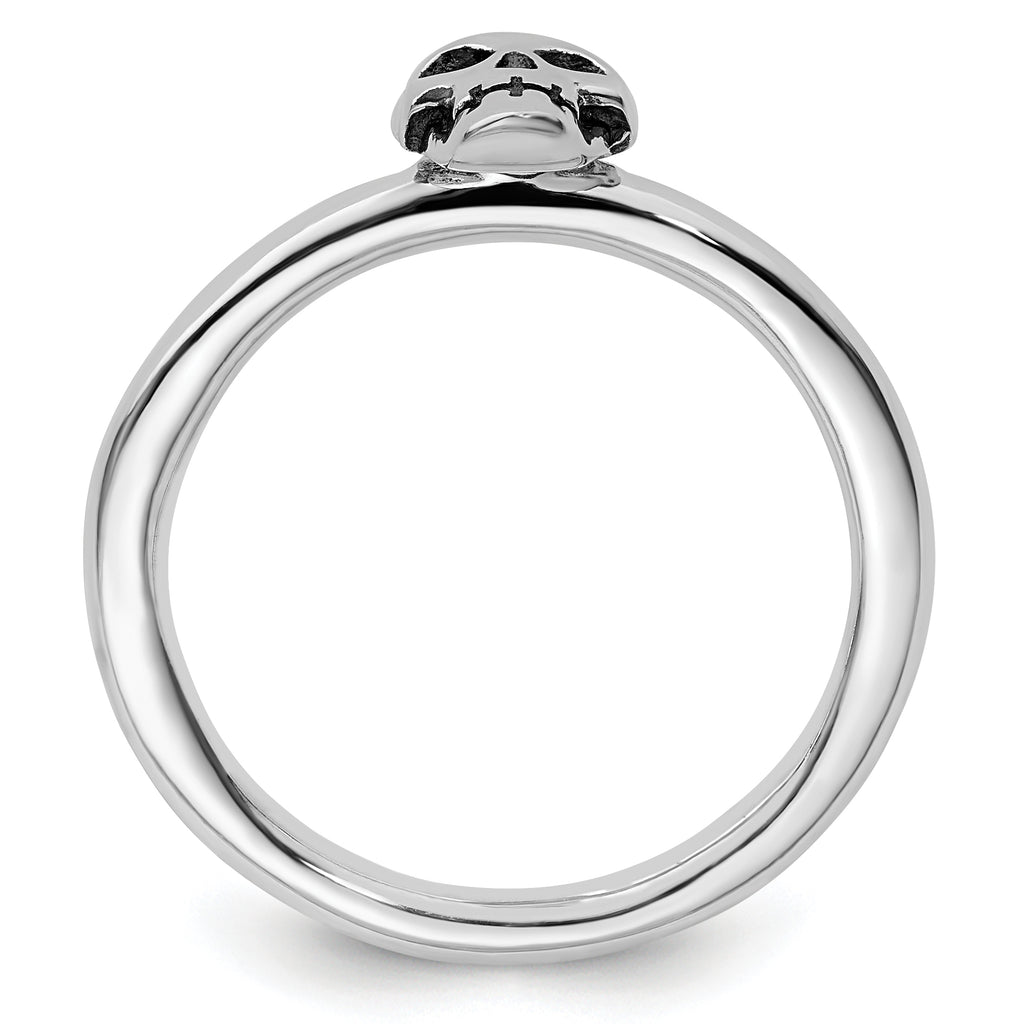 Sterling Silver Stackable Expressions Antiqued Skull Ring