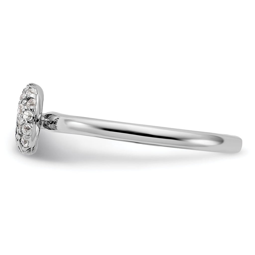 Sterling Silver Stackable Expressions Rhodium White Topaz Onyx Ring