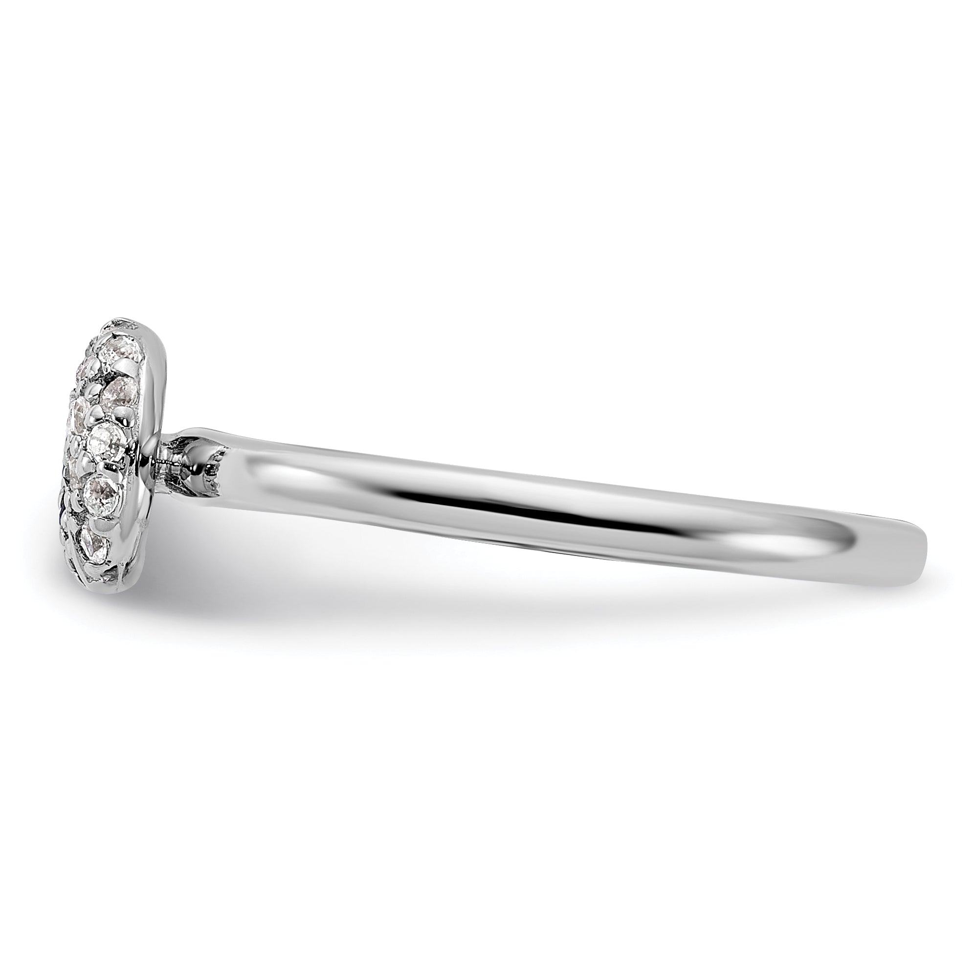 Sterling Silver Stackable Expressions Rhodium White Topaz Onyx Ring