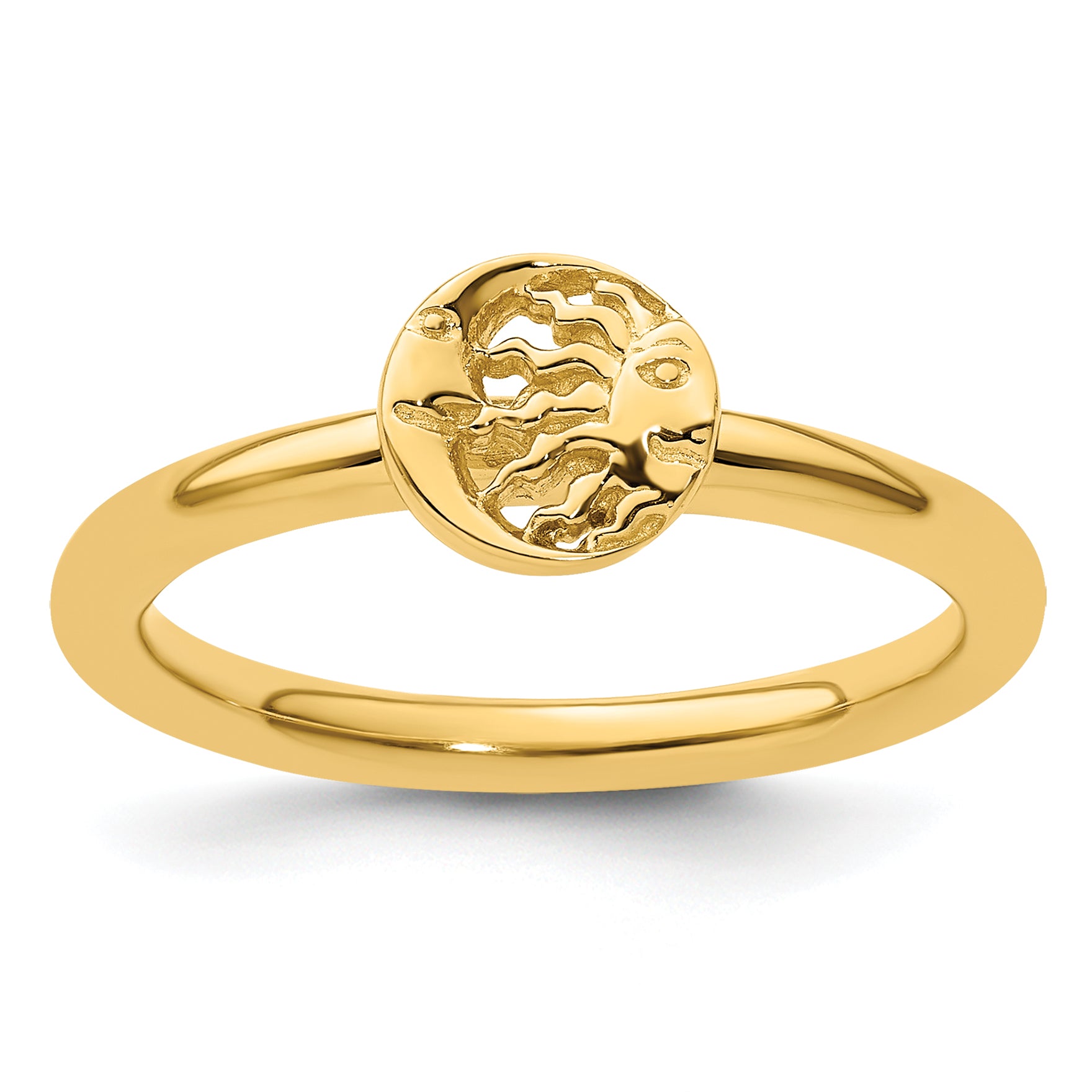 Sterling Silver Stackable Expressions Yellow-plated Sun/Moon Ring Main image