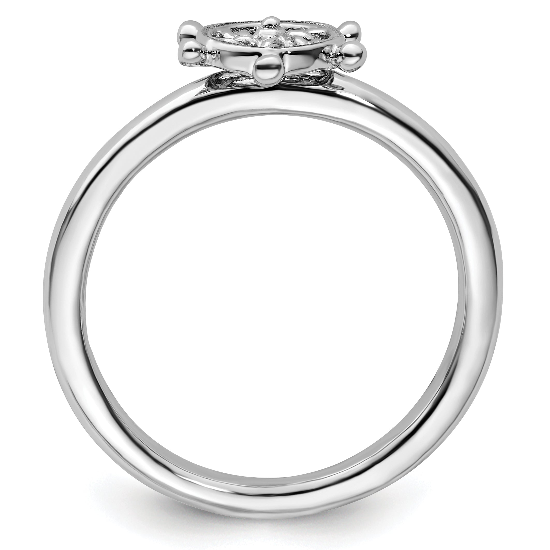 Sterling Silver Stackable Expressions Rhodium Ship's Wheel Ring Secondary image
