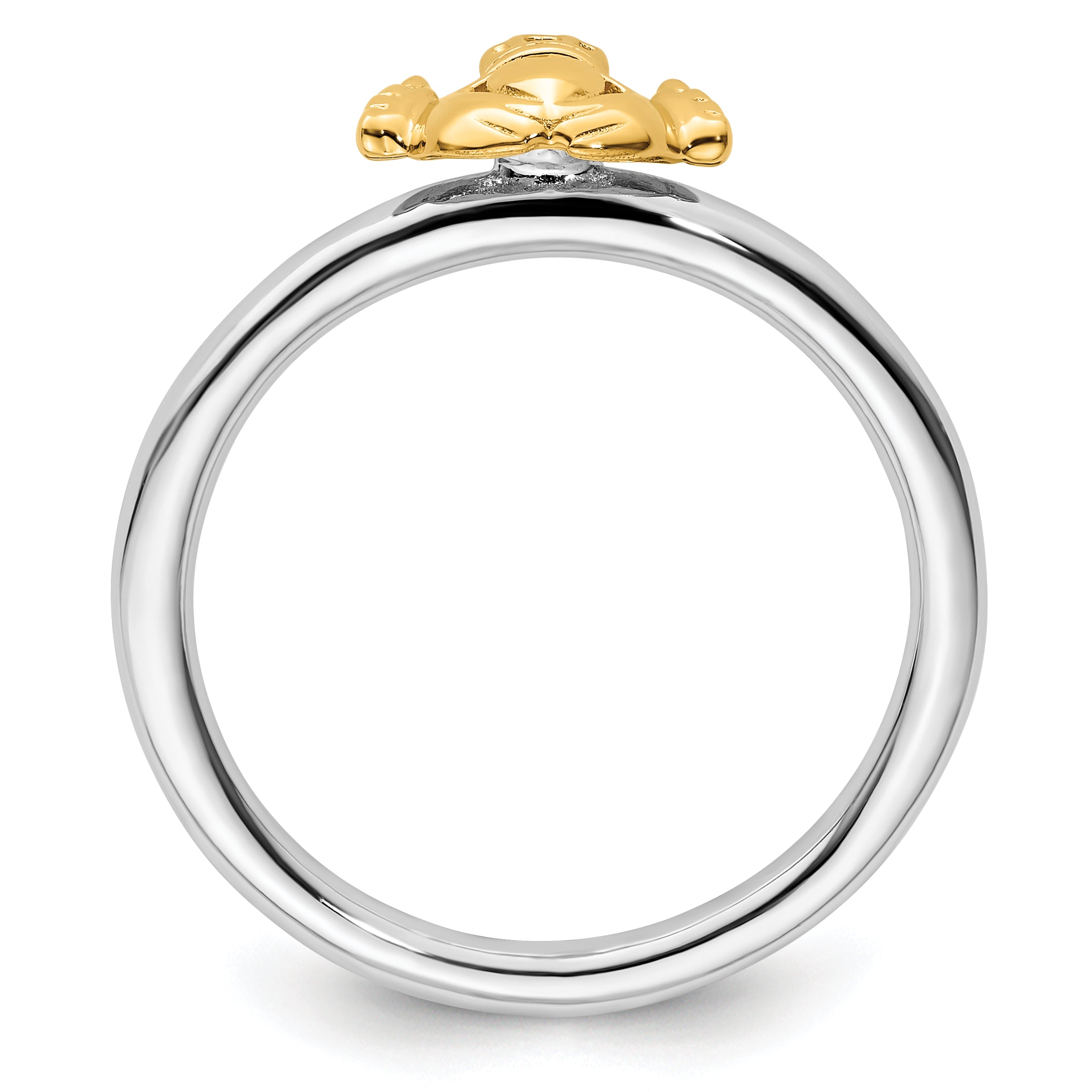 Sterling Silver Stackable Expressions Yellow-plated Claddagh Ring Secondary image