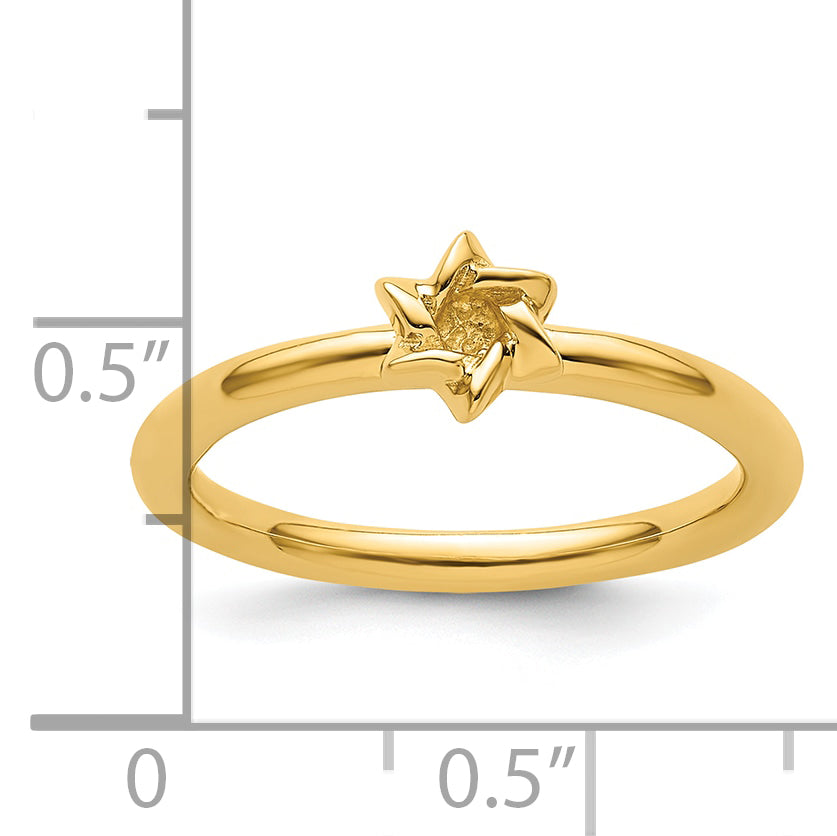 Sterling Silver Stackable Expressions Yellow-plated Star of David Ring