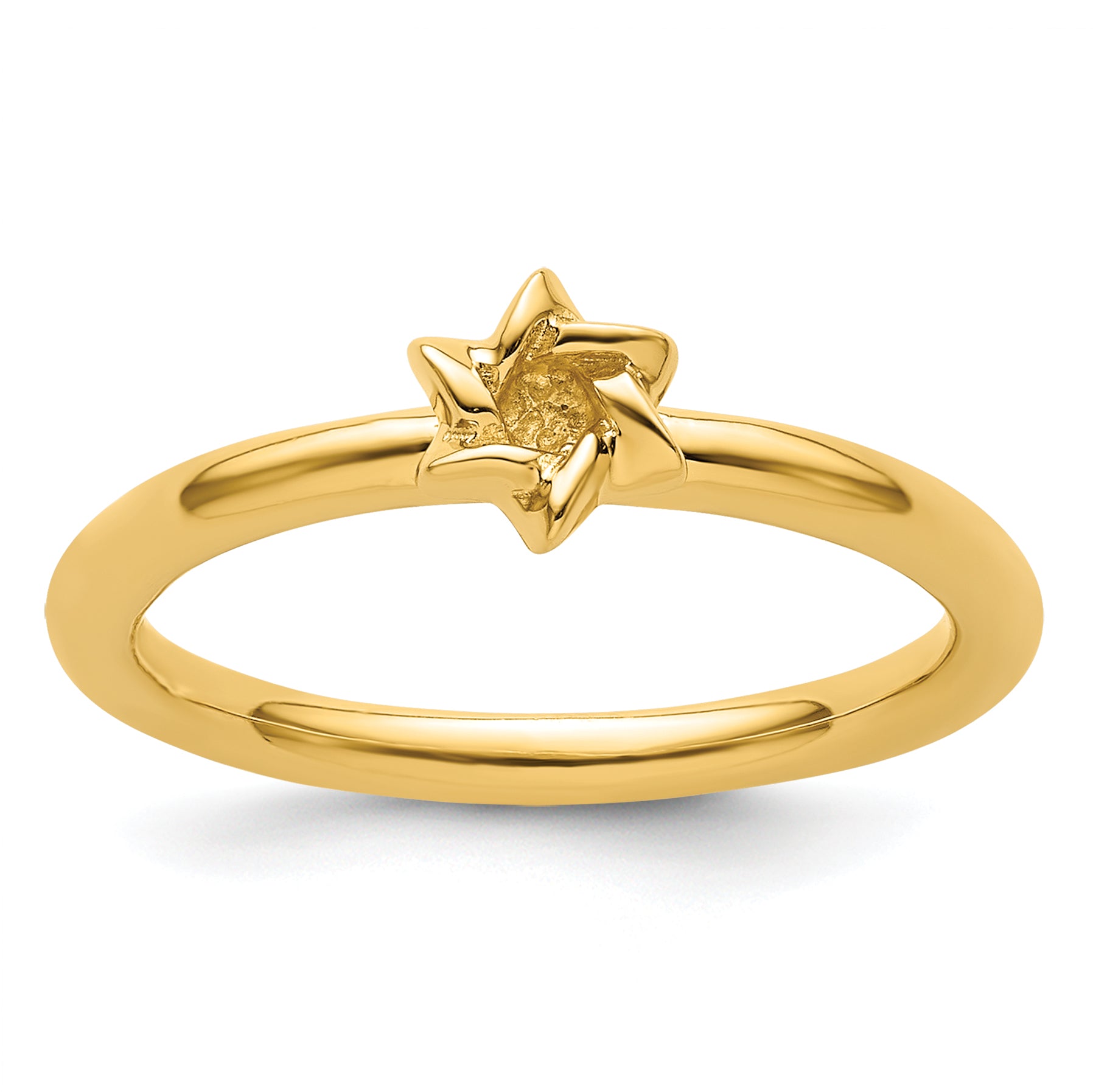 Sterling Silver Stackable Expressions Yellow-plated Star of David Ring