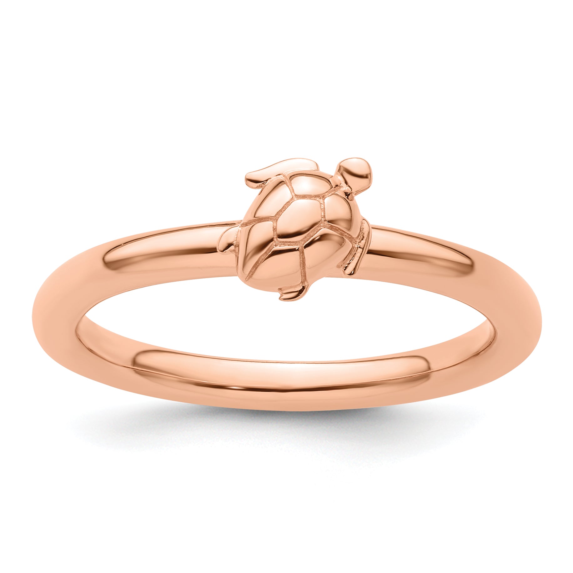 Sterling Silver Stackable Expressions Pink-plated Turtle Ring Main image