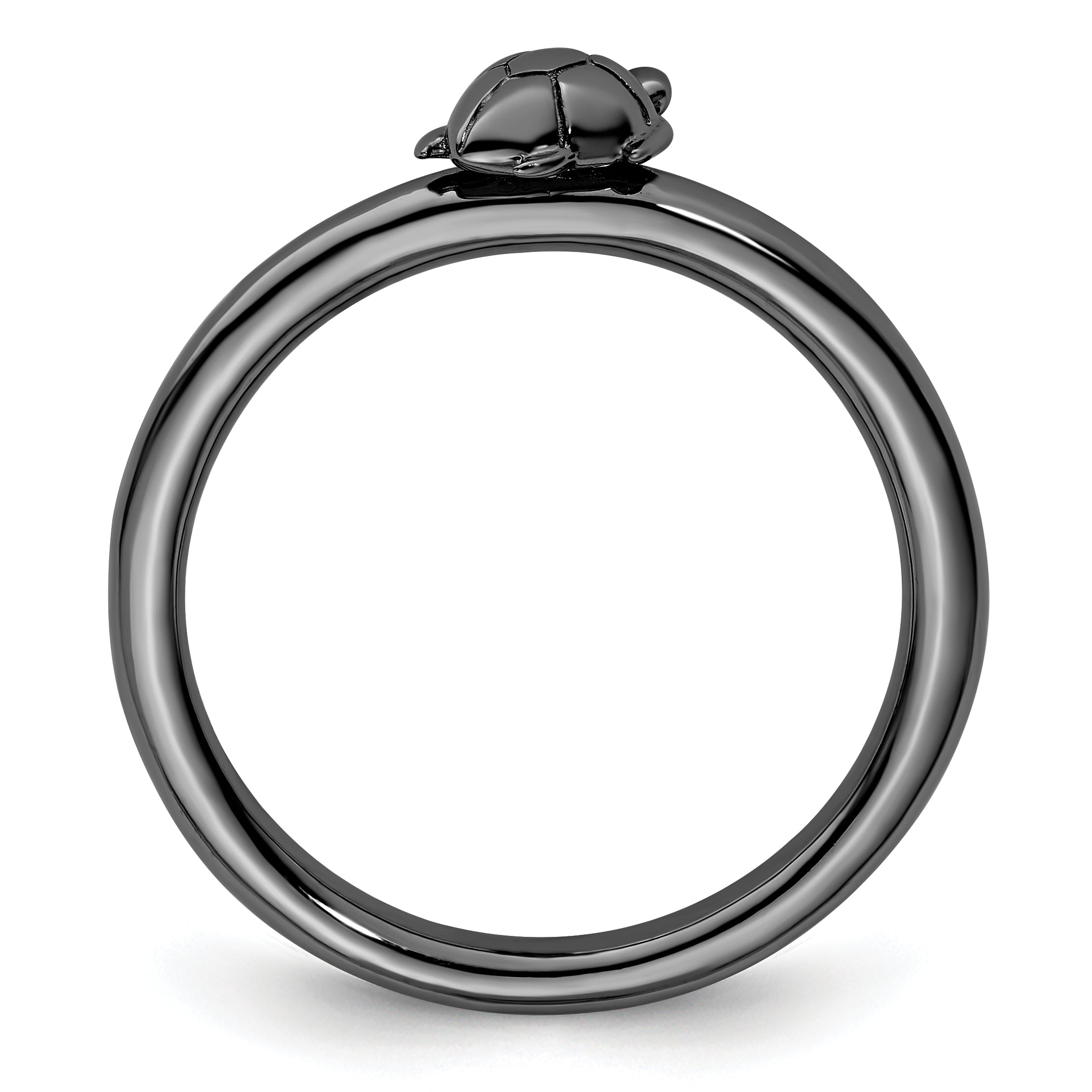 Sterling Silver Stackable Expressions Black-plated Turtle Ring Secondary image