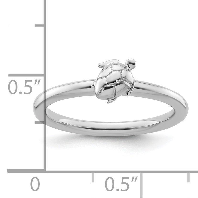 Sterling Silver Stackable Expressions Rhodium Turtle Ring