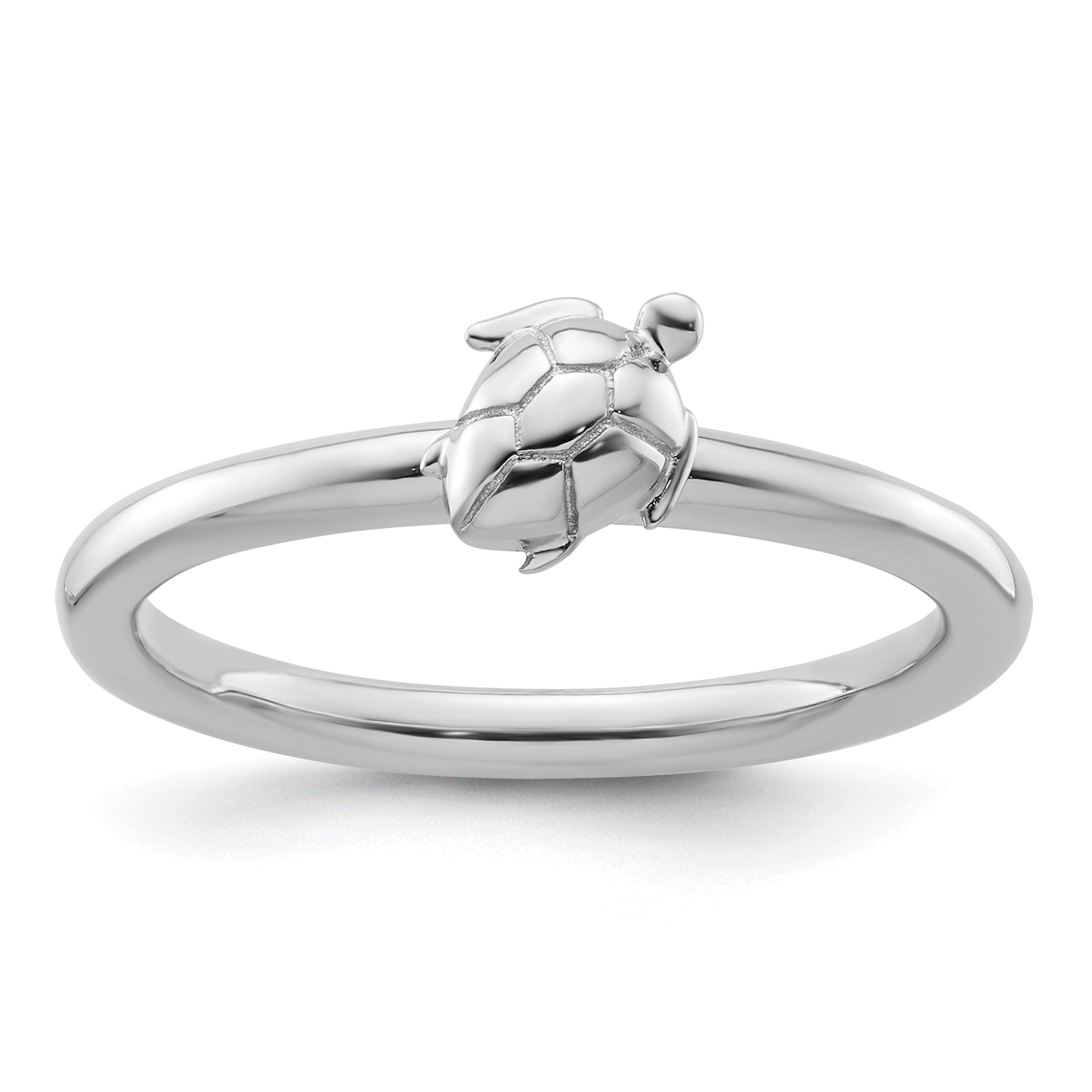 Sterling Silver Stackable Expressions Rhodium Turtle Ring Main image