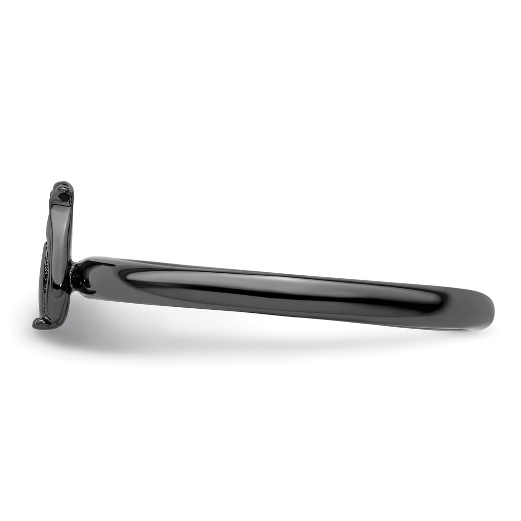 Sterling Silver Stackable Expressions Black-plated Penguin Ring