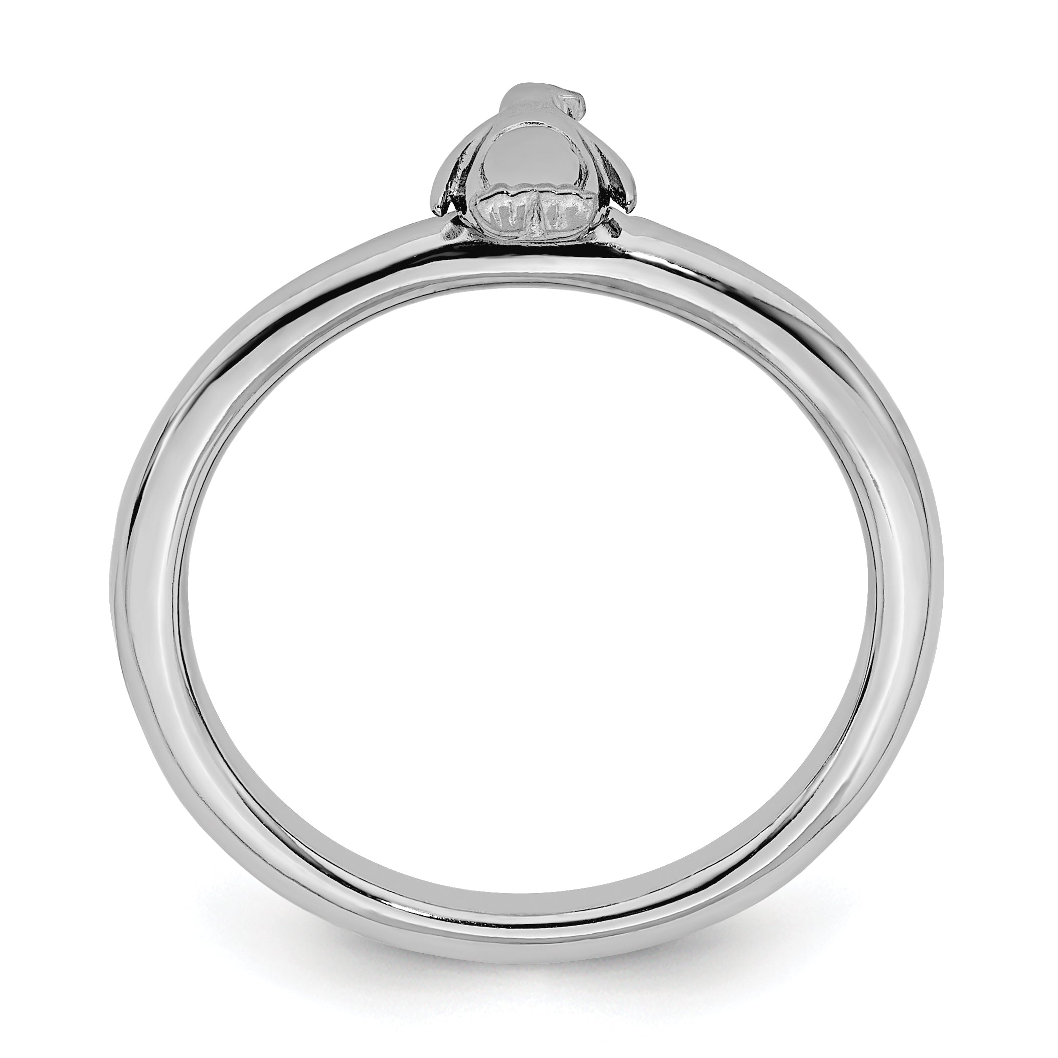 Sterling Silver Stackable Expressions Rhodium Penguin Ring Secondary image