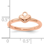 Sterling Silver Stackable Expressions Pink-plated Heart Padlock Ring