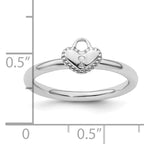 Sterling Silver Stackable Expressions Rhodium Heart Padlock Ring