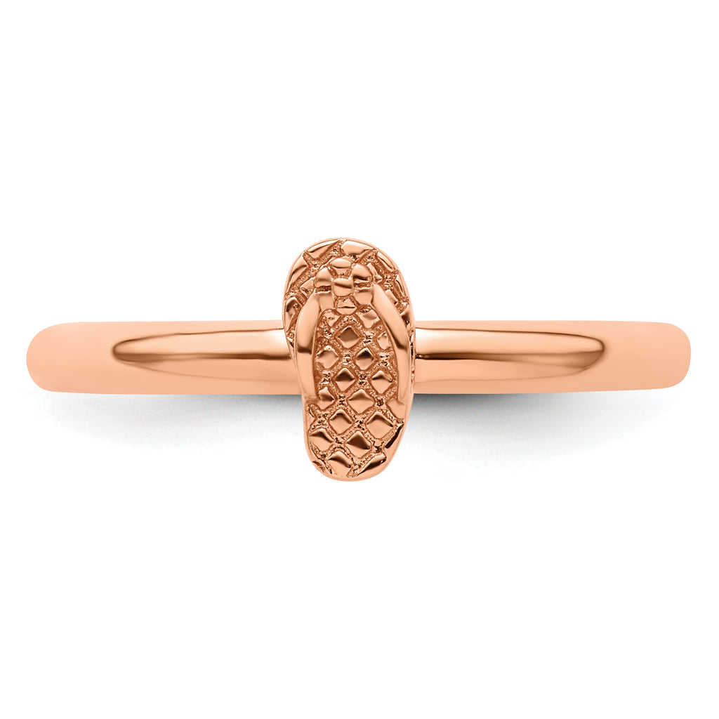 Sterling Silver Stackable Expressions Pink-plated Flip Flop Ring