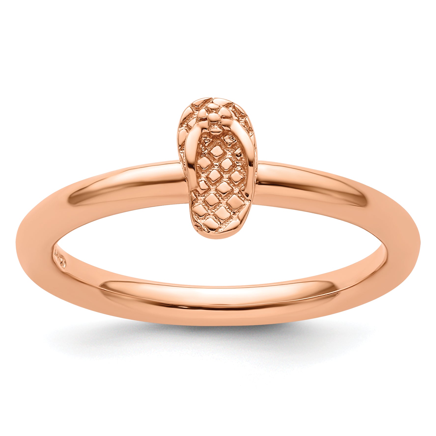 Sterling Silver Stackable Expressions Pink-plated Flip Flop Ring Main image
