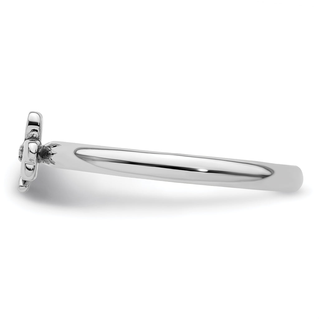 Sterling Silver Stackable Expressions Rhodium Diamond Clover Ring