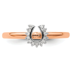 Sterling Silver Stackable Expressions Pink-plated Dia. Horseshoe Ring