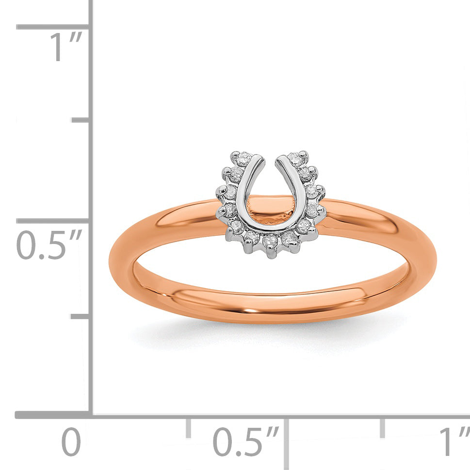 Sterling Silver Stackable Expressions Pink-plated Dia. Horseshoe Ring