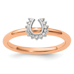 Sterling Silver Stackable Expressions Pink-plated Dia. Horseshoe Ring