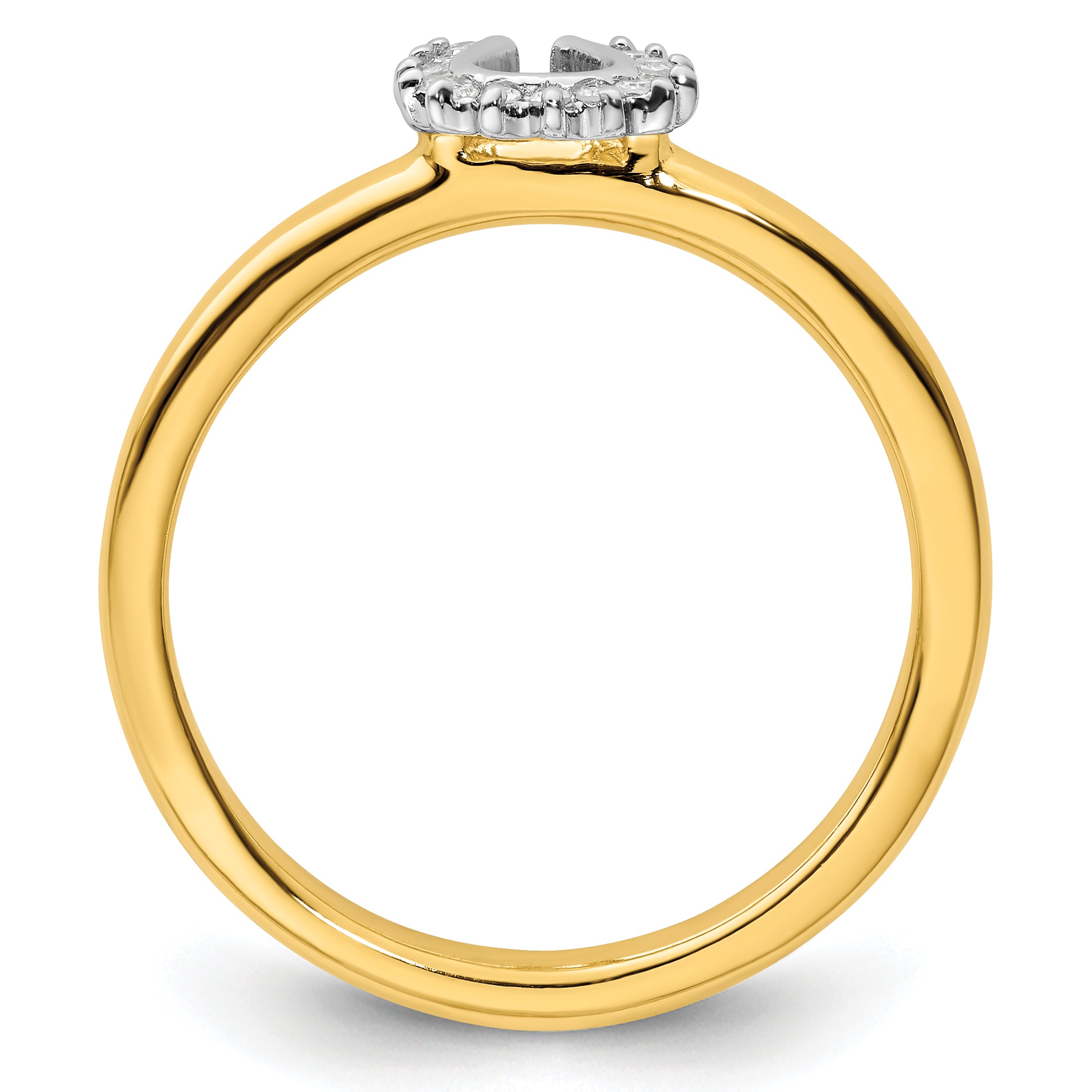 Sterling Silver Stackable Expressions Yellow-plated Dia. Horseshoe Ring Secondary image