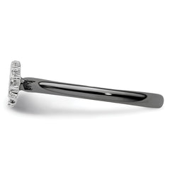Sterling Silver Stackable Expressions Black-plated Dia. Horseshoe Ring