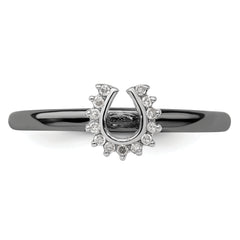 Sterling Silver Stackable Expressions Black-plated Dia. Horseshoe Ring
