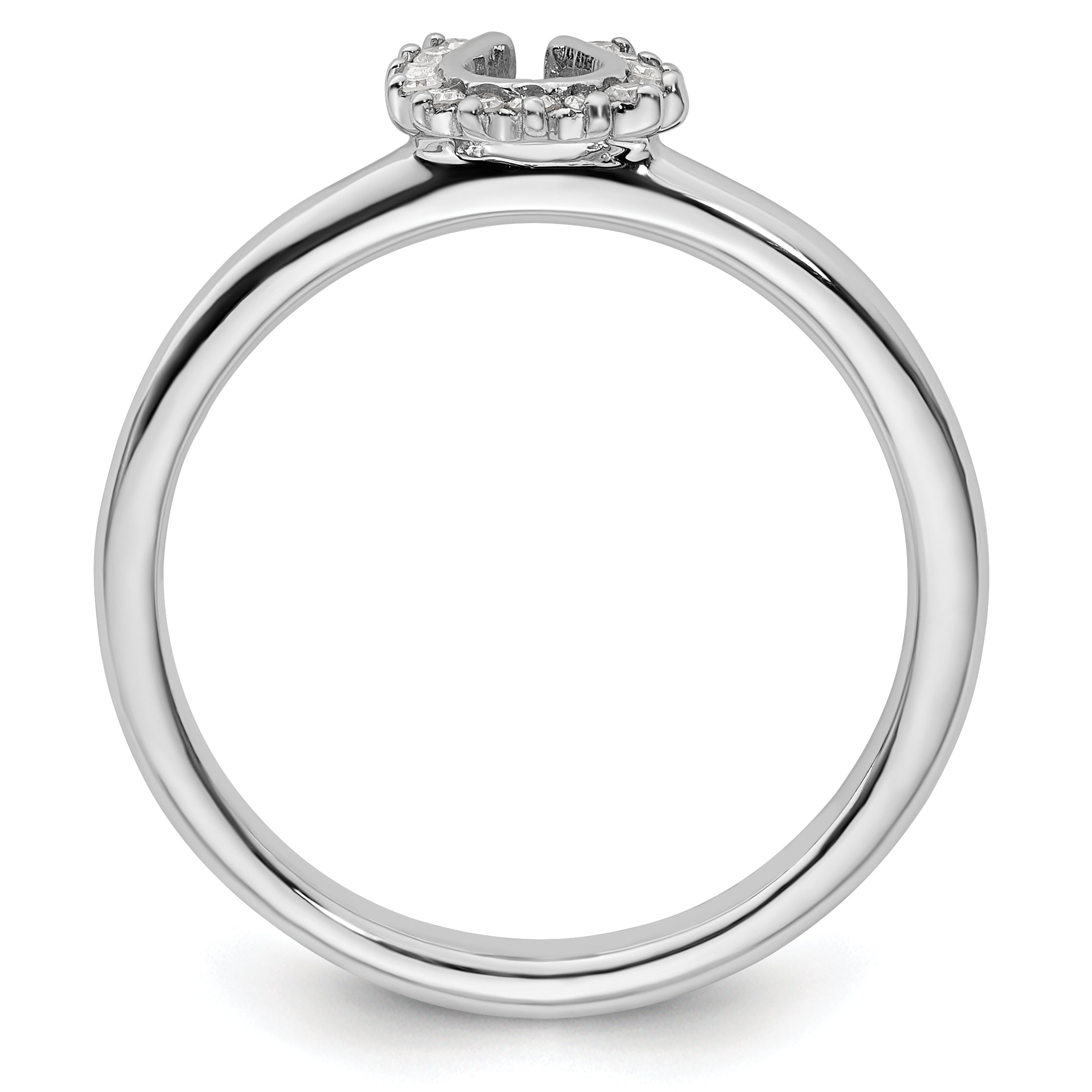 Sterling Silver Stackable Expressions Rhodium Dia. Horseshoe Ring Secondary image
