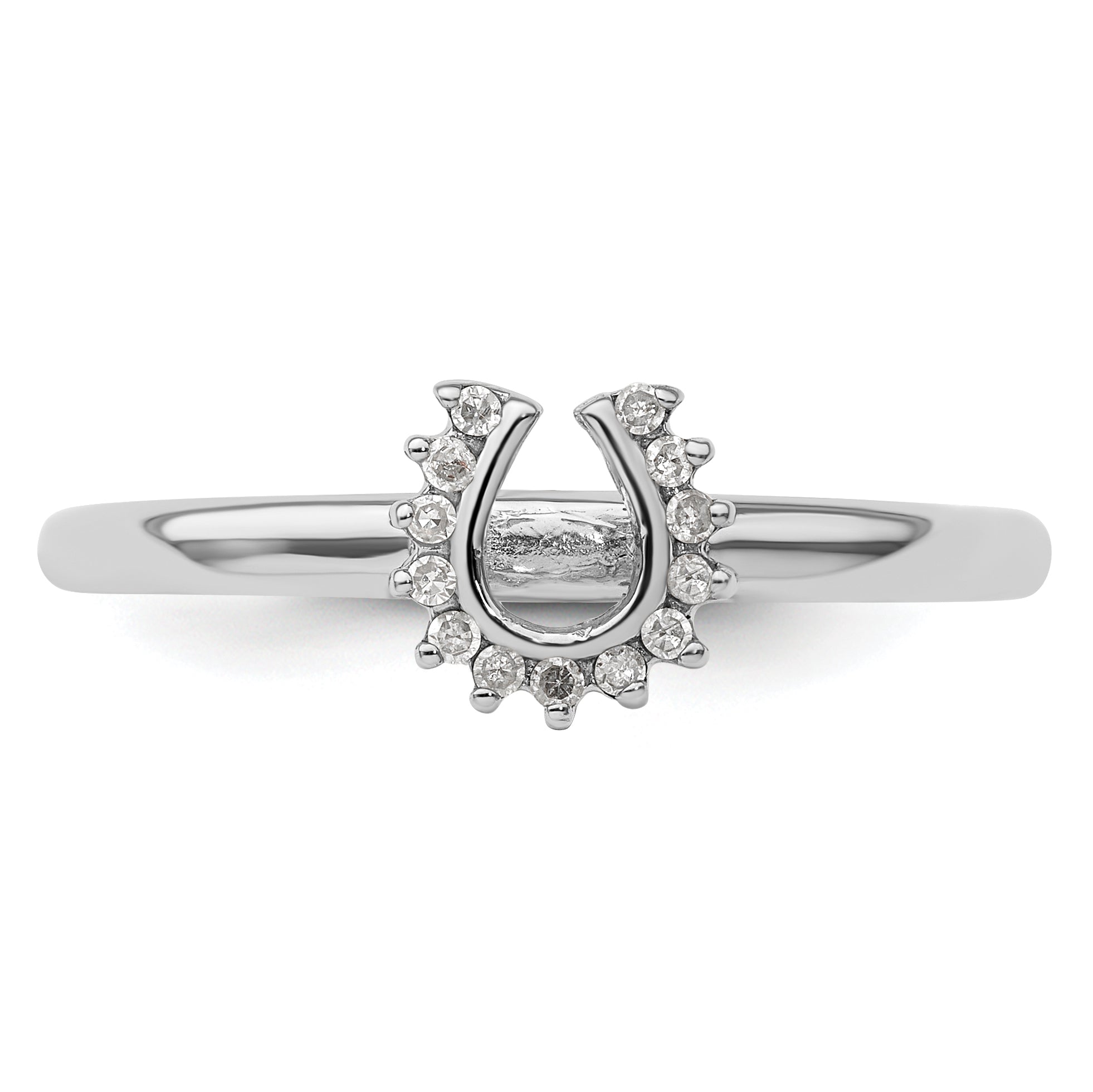 Sterling Silver Stackable Expressions Rhodium Dia. Horseshoe Ring