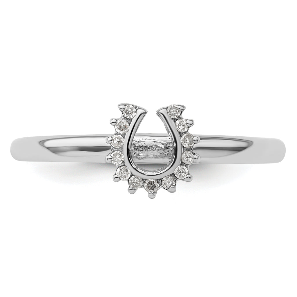 Sterling Silver Stackable Expressions Rhodium Dia. Horseshoe Ring