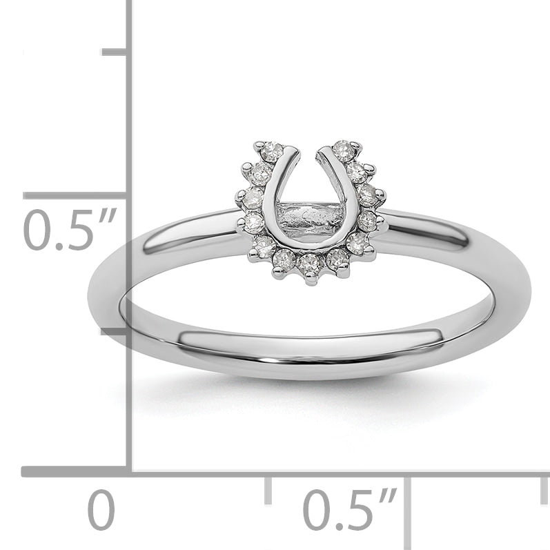Sterling Silver Stackable Expressions Rhodium Dia. Horseshoe Ring