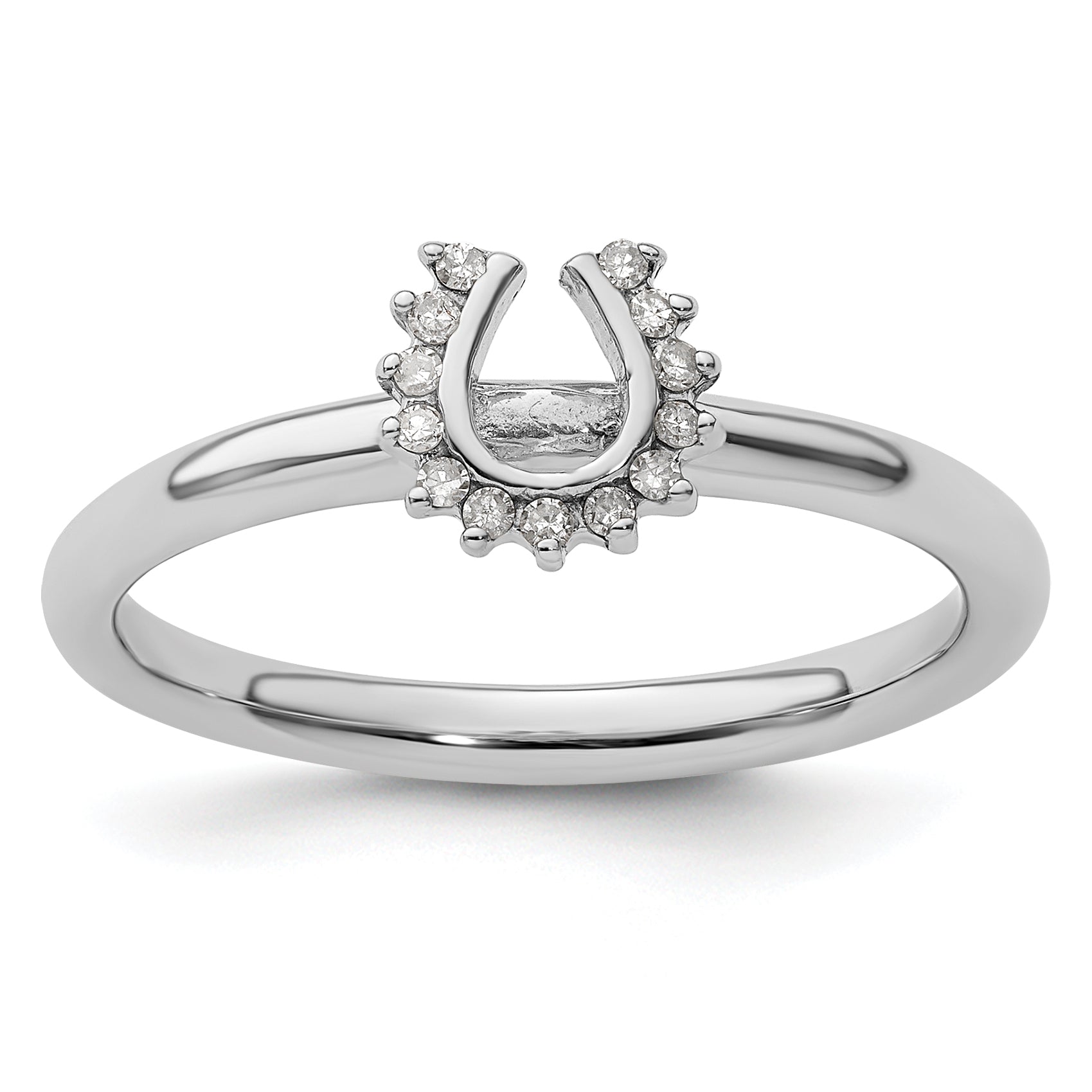 Sterling Silver Stackable Expressions Rhodium Dia. Horseshoe Ring Main image